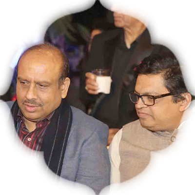 BJP MLA Vijender Gupta with fellow party leader Gopal Agarwal
