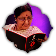 Sushma Swaraj reads through the Devi Awards book
