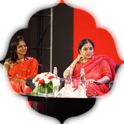 Social entrepreneur Ekta Jaju and handloom revivalist Malvika Banerjee at the discussion panel