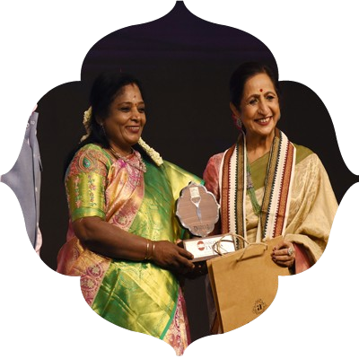 Carnatic singer Aruna Sairam receive the Devi award from Governor of Puduchery and Telangana Tamilisai soundararajan
