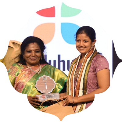 Archana P founder my Harvest farms receive the Devi award from Governor of Puduchery and Telangana Tamilisai soundararajan