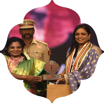 Priya Abraham receive the Devi award from Governor of Puduchery and Telangana Tamilisai soundararajan