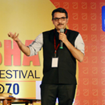 Storyteller Neelesh Misra during his session at Odisha Literary Festival, 2017.