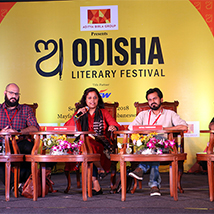 Panelists Avalok Langer, Kota Neelima, Neyaz Farooquee and Sujit Mahapatra at the session - 'Embracing the other, can the written world help'