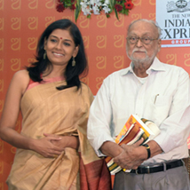Bollywood actress Nandita Das, Poet Jayant Mahapatra and Prof. Jatin Nayak (L-R) during 'Poetic As Personal: My Life in Words' session