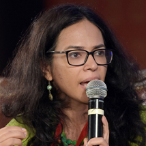 Author Samhita Arni speaking during 'The History We Were Taught: Bunkum or Brilliant' session