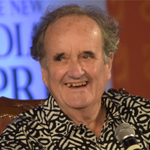 Veteran Journalist and author Mark Tully giggling during 'On the Road: Stories from Inside India' session