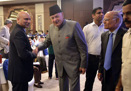 Former Union Ministers MM Pallam Raju and Farooq Abdullah meet at the Conclave