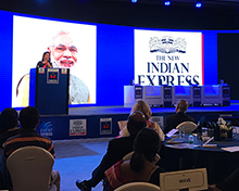 Compere Bhavna Balakrishnan reads out Prime Minister Narendra  Modi's letter extending his best wishes to ThinkEdu 2017