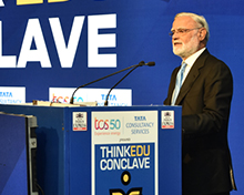TNIE Editorial Director Prabhu Chawla delivering the welcome address during the inauguration of ThinkEdu Conclave 2019