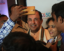 Subramanian Swamy, Member of Parliament poses for selfies | (Pic: Kishore)