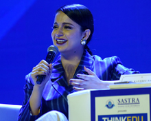 Kangna Ranaut, Actor, speaks on the topic 'Playing Women Heroes: Why We Need More of Them' at a session chaired by Kaveree Bamzai Senior Journalist at the ThinkEdu conclave 2020 hosted by The New Indian Express