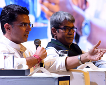 Sachin Pilot, Deputy CM, Rajasthan, speaking on the topic 'Competition or Cooperation: View from the State' at a session chaired by Prabhu Chawla, Editorial Director, The New Indian Express at the ThinkEdu conclave 2020 hosted by The New Indian Express