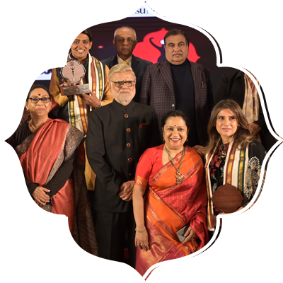 Union Road, Transport and Highways minister Nitin Gadkari, Delhi CM Rekha Gupta, Manoj Kumar Sonthalia,(Chairman, New Indian Express), Lakshmi Menon(CEO, New Indian Express),Prabhu Chawla( Editorial Director, New Indian Express) and Santwana Bhattacharya (Editor, New Indian Express) with Devi Award winners Anita Kundu, Archana Jahagirdar, Dr. Meenakshi Jain,  Dr. Radhika Batra, Rina Dhaka, Shradha Sharma, Simran Sharma, Smita Prakash, Sudha Bhattacharya and Sonia Mathur.