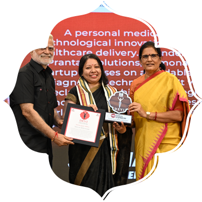 Scientist and entrepreneur Sumona Karjee Mishra receives the Devi Award.