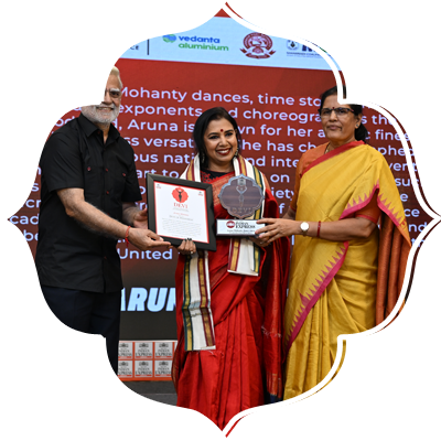 Odissi dance exponent Aruna Mohanty receives the Devi Award. 