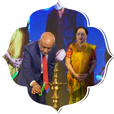 Lighting of the lamp by Justice V Ramasubramanian, Prabhu Chawla, Editorial Director, TNIE & Lakshmi Menon, CEO, TNIE.