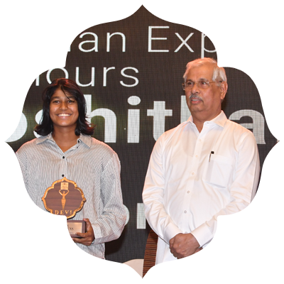 V J Joshitha, the game-changing cricketer, member of the under-19 World Cup winning team, received the Devi Awards.