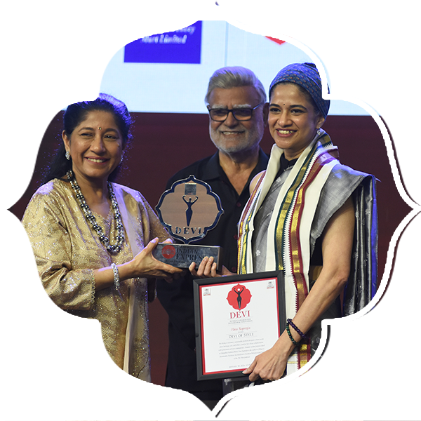 Celebrated fashion designer Vino Supraja honoured at the Devi Awards Chennai. 