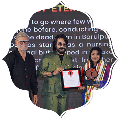Breaking conventions with courage-Tumpa Das receives the Devi of Eternity honour at Devi Awards 2026.